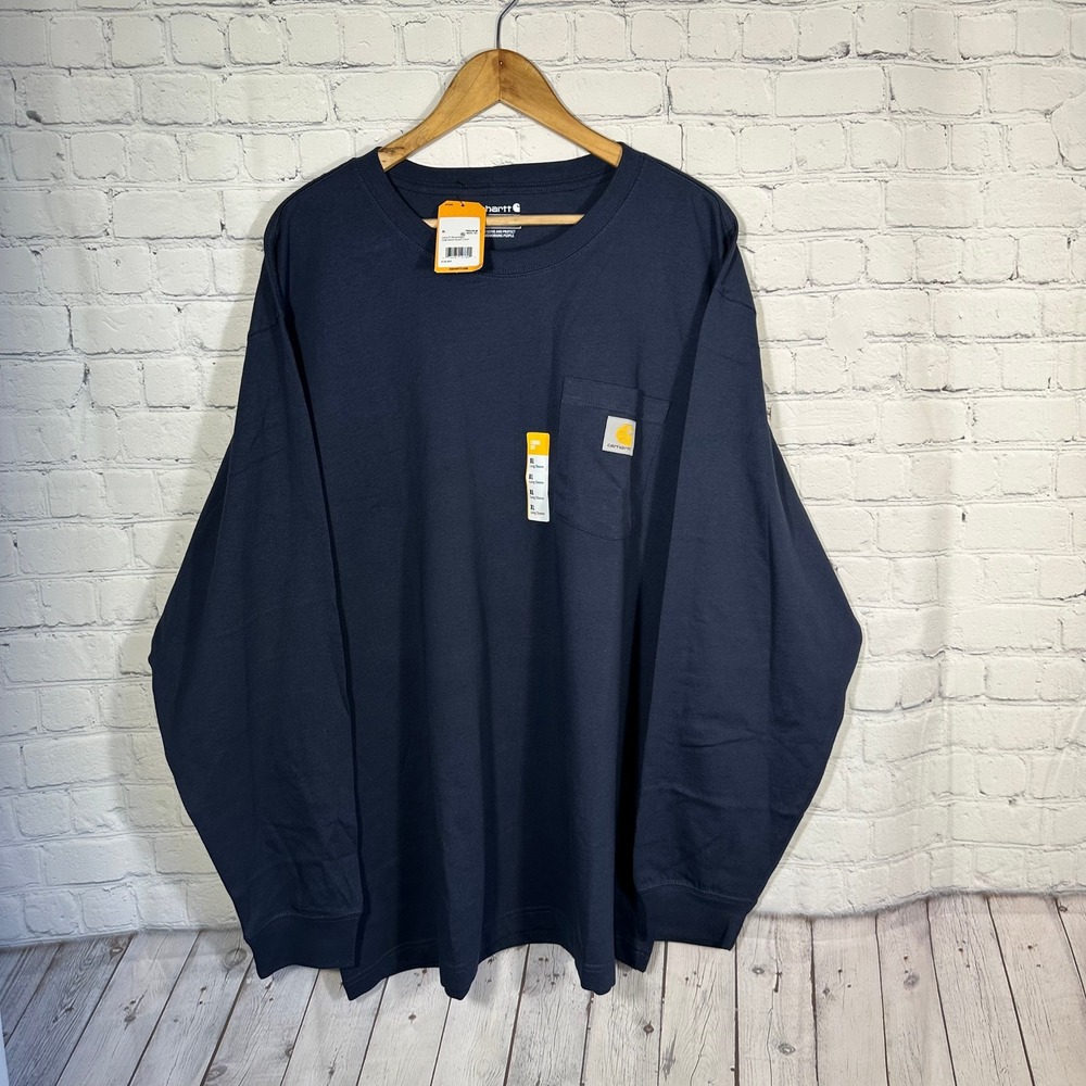 Carhartt Mens Loose Fit Heavyweight‎ Long Sleeve Pocket T-Shirt Navy XL K126-NVY